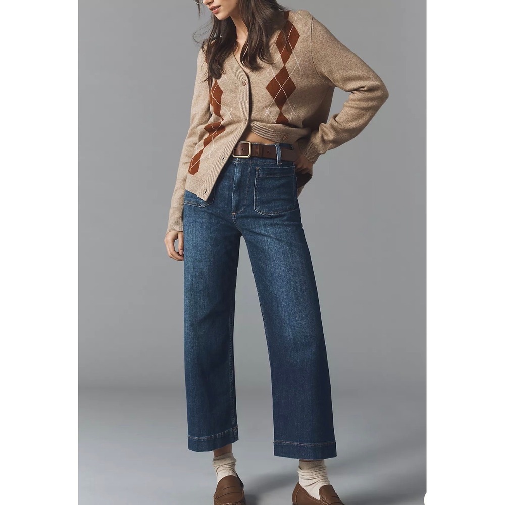 Maeve The Colette Wide Leg Jeans Women 30 Blue Excellent High Rise Patch Pocket - Picture 3 of 8